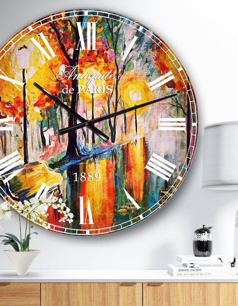 DesignQ Street in Autumn - Landscape Wall CLock