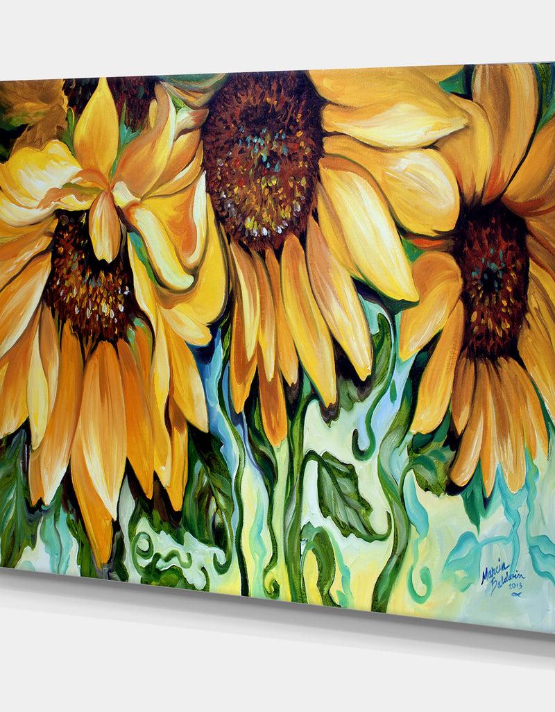DesignQ Sunflower Dance - Cottage Canvas Art Print