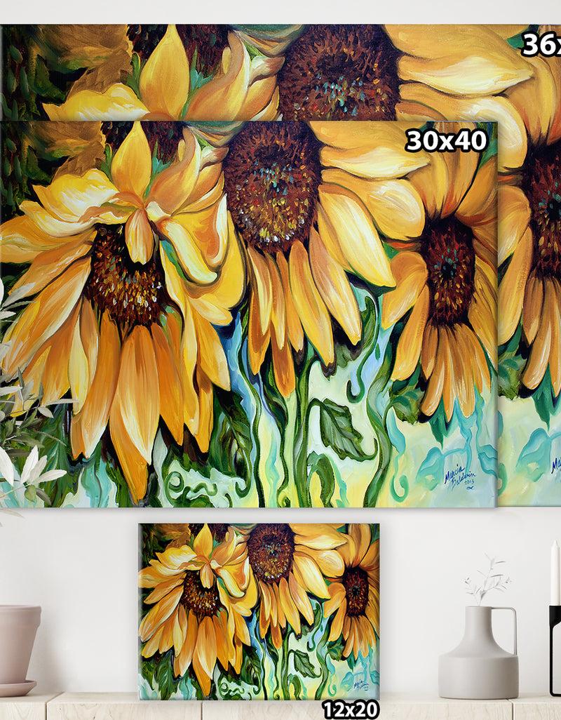 DesignQ Sunflower Dance - Cottage Canvas Art Print