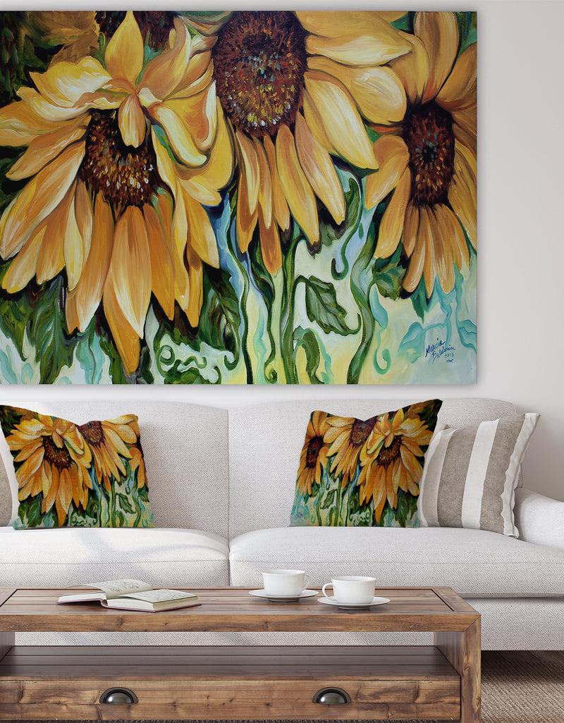 DesignQ Sunflower Dance - Cottage Canvas Art Print