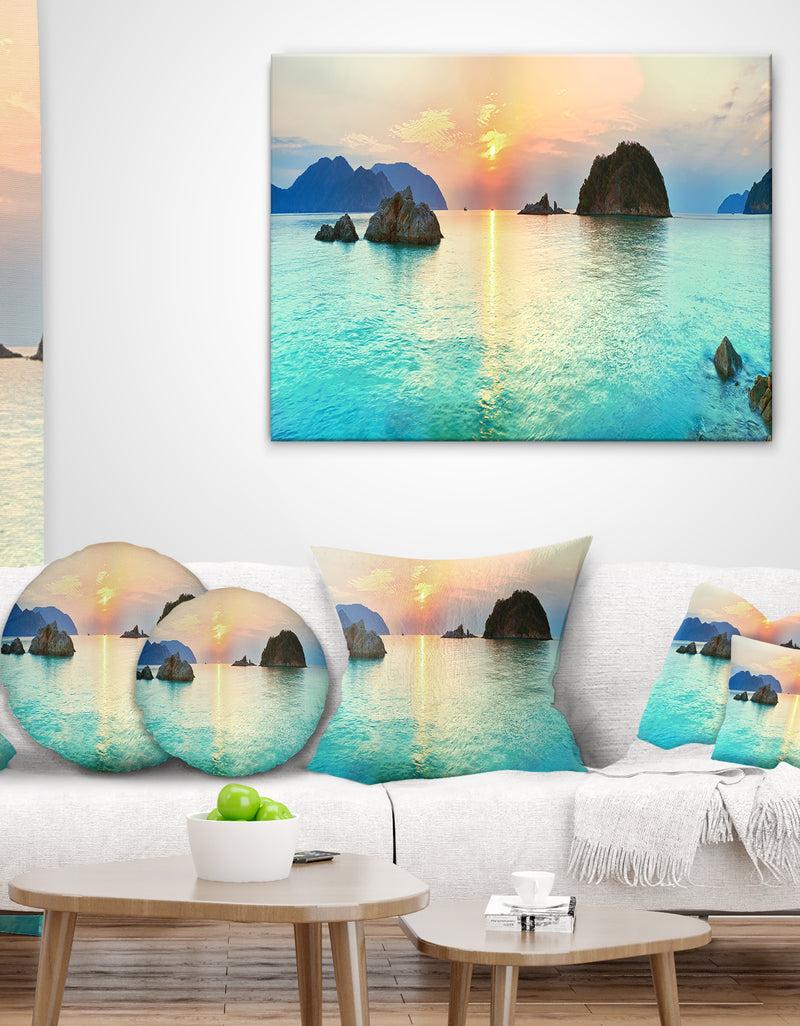 DesignQ Sunrise Panorama - Photography Throw Pillow