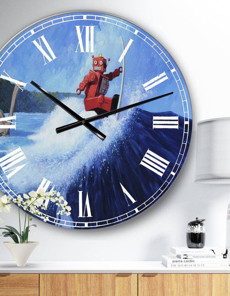 DesignQ Surfer Joe - Large Modern Wall Clock