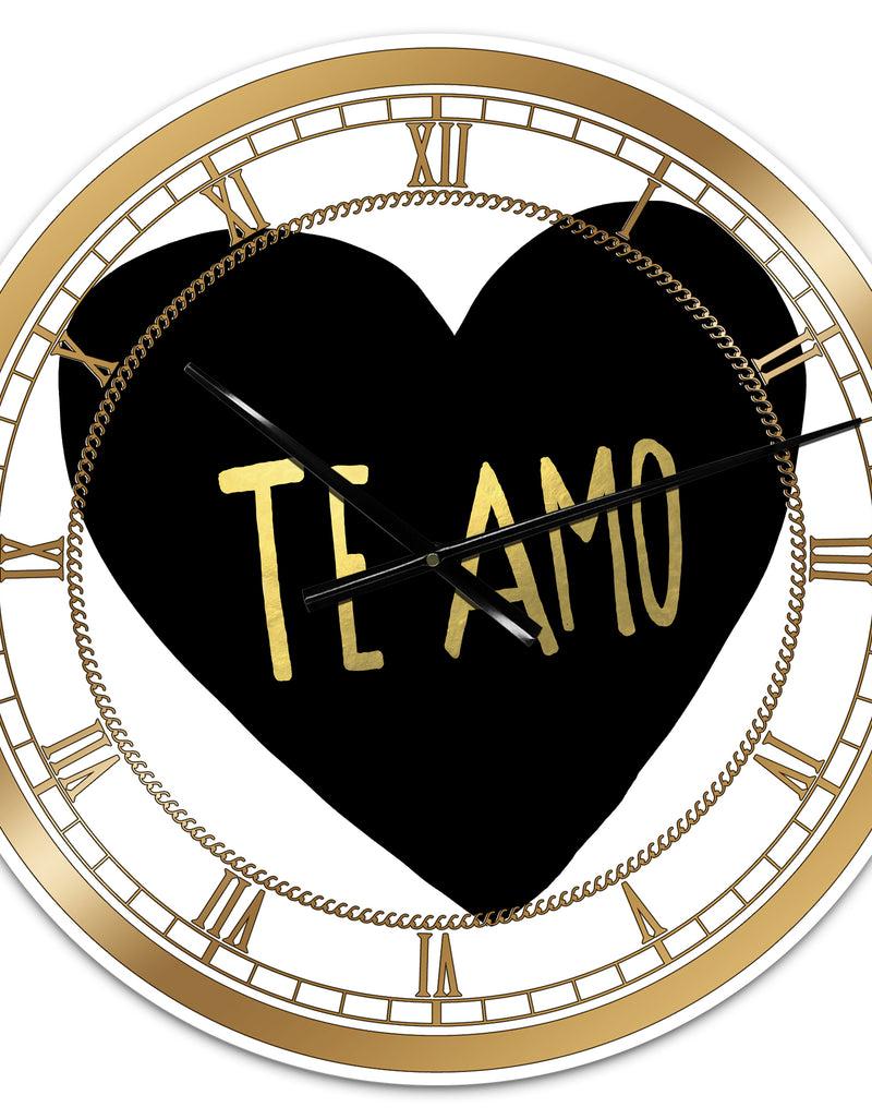 DesignQ Te Amo - Large Glam Wall Clock