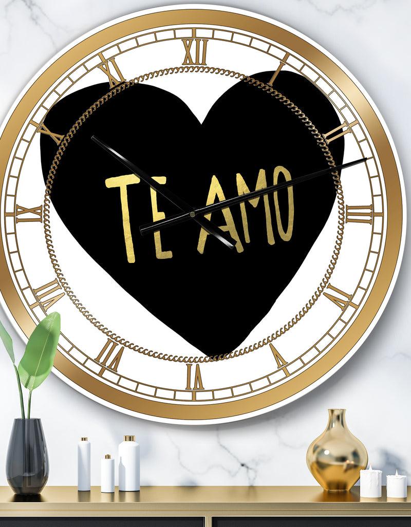 DesignQ Te Amo - Large Glam Wall Clock