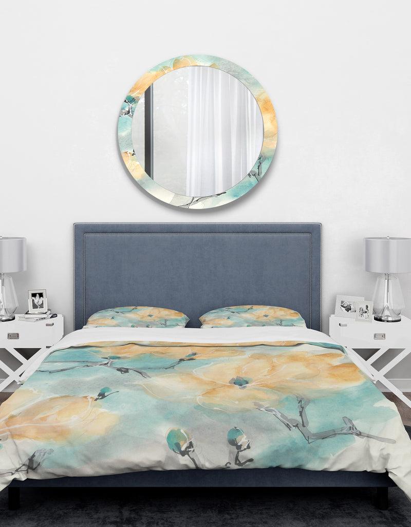 DesignQ Teal Buds I - Traditional Duvet Cover Set