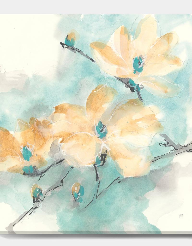 DesignQ Teal Buds II - Cabin & Lodge Canvas Art