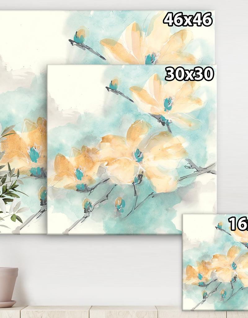 DesignQ Teal Buds II - Cabin & Lodge Canvas Art