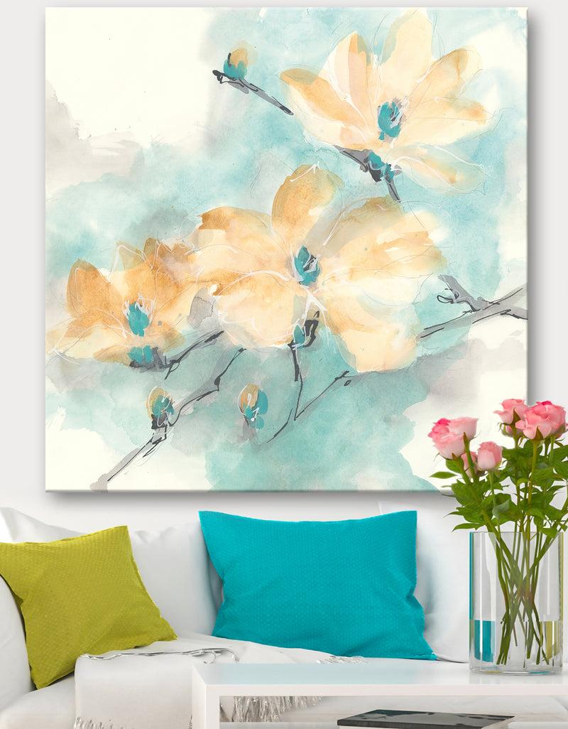 DesignQ Teal Buds II - Cabin & Lodge Canvas Art