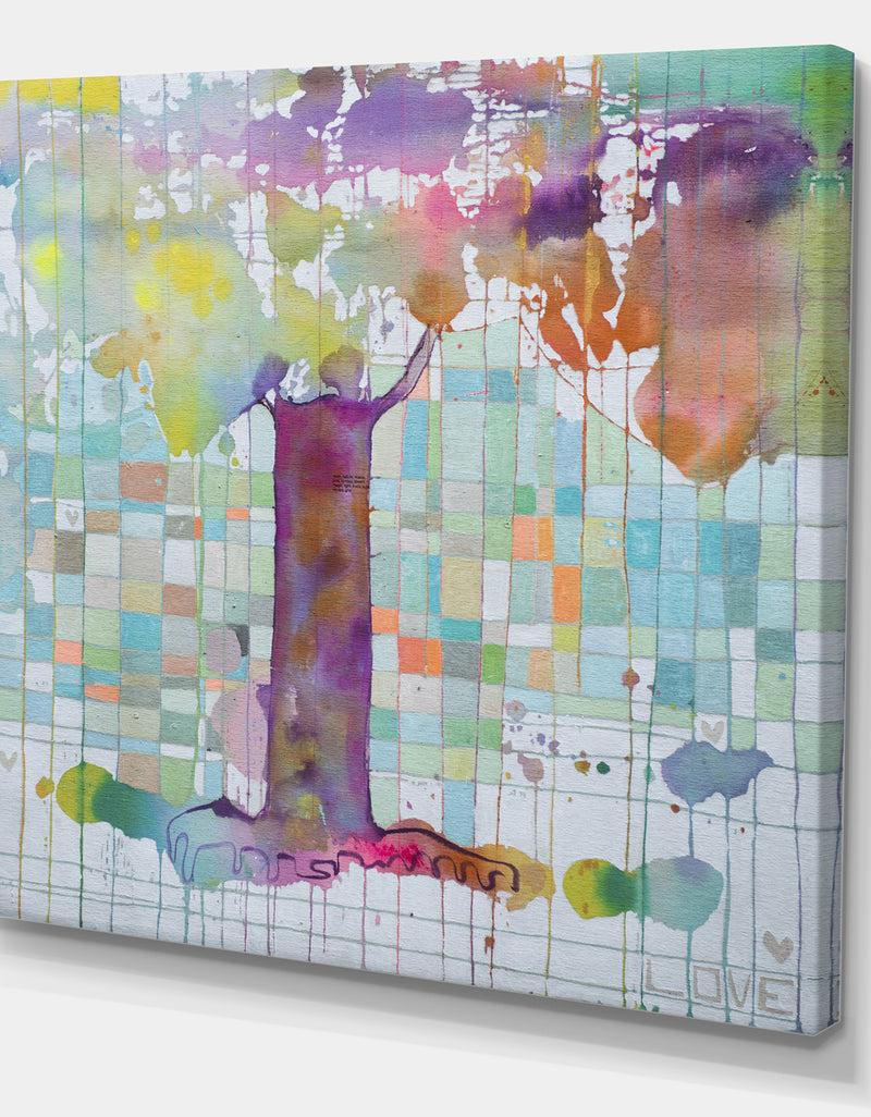 DesignQ Tree Map Grid - Cottage Canvas Artwork