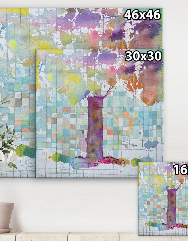 DesignQ Tree Map Grid - Cottage Canvas Artwork