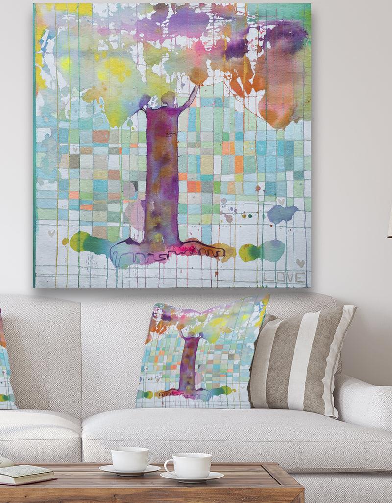 DesignQ Tree Map Grid - Cottage Canvas Artwork