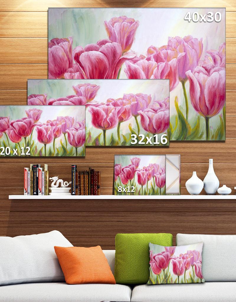DesignQ Tulips In A Row - Floral Canvas Artwork