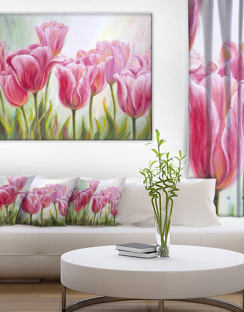 DesignQ Tulips in a Row - Floral Canvas Artwork