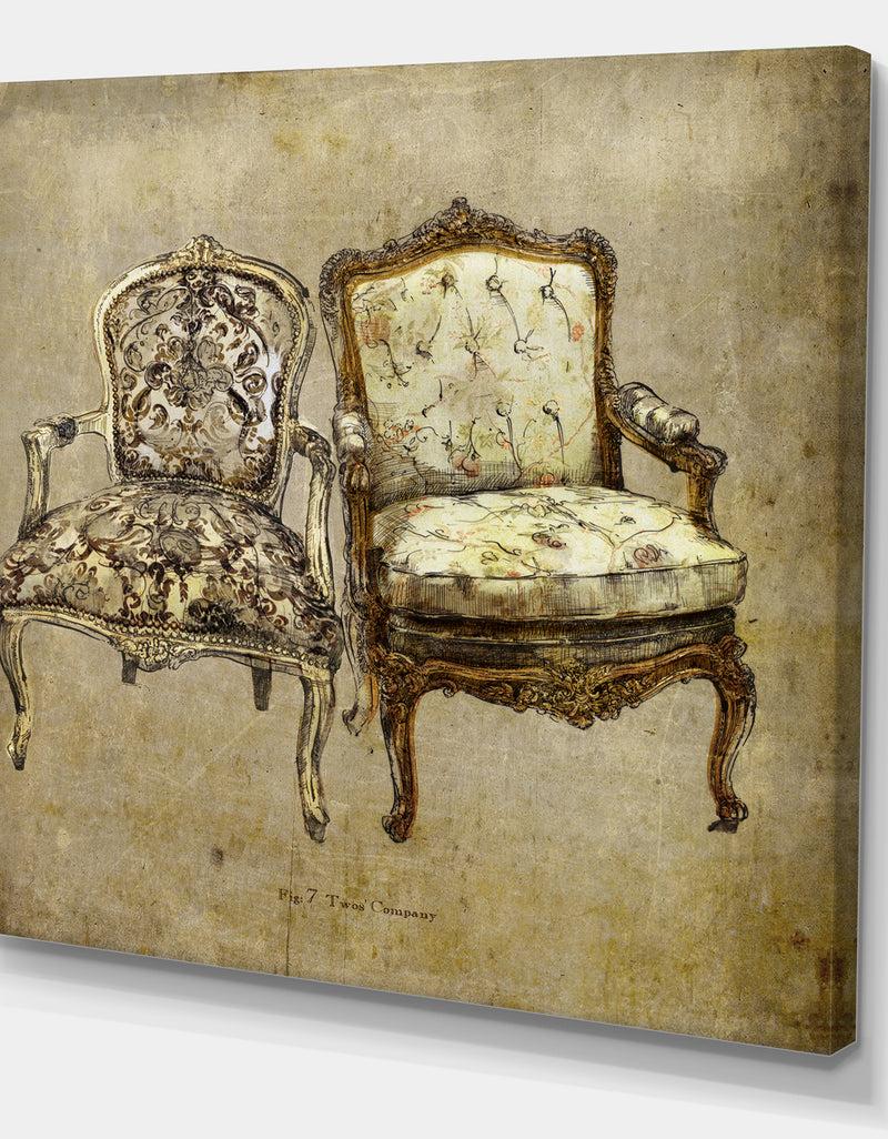 DesignQ Two's Company - Traditional Canvas Art Print