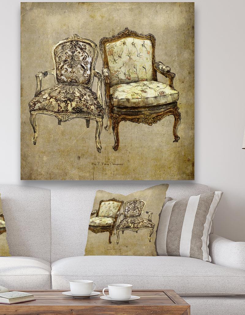 DesignQ Two's Company - Traditional Canvas Art Print