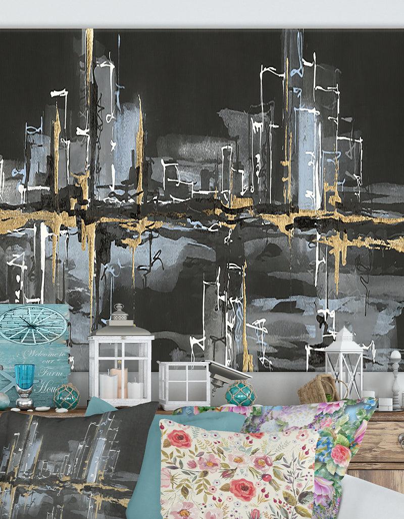 DesignQ Urban Gold II - Cottage Canvas Wall Art