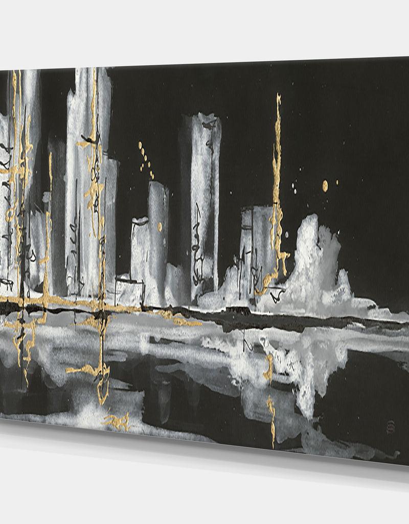 DesignQ Urban Gold V - Cottage Canvas Wall Art