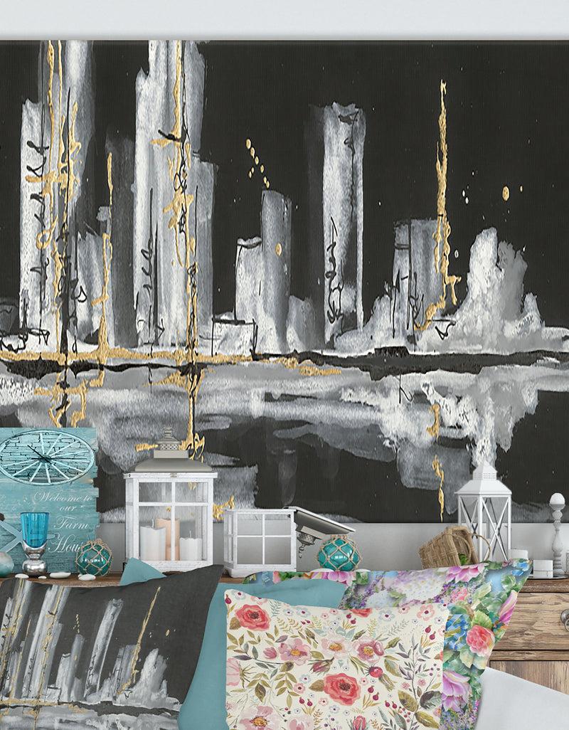 DesignQ Urban Gold V - Cottage Canvas Wall Art