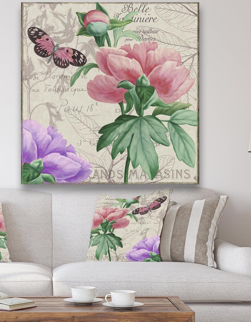 DesignQ Vintage Flowers II - Cottage Canvas Wall Art