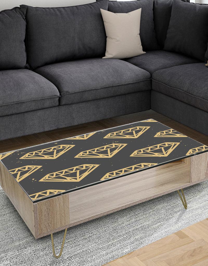 DesignQ Vintage Golden Diamonds - Glam Coffee Table