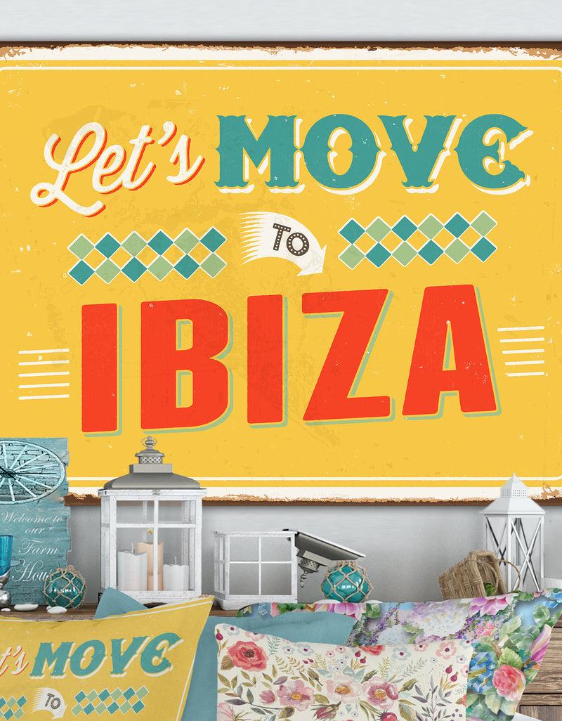 DesignQ Vintage Ibiza sign - Cottage Canvas Wall Art