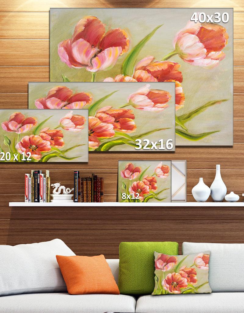 DesignQ Vintage Red Tulips - Floral Canvas Art Print