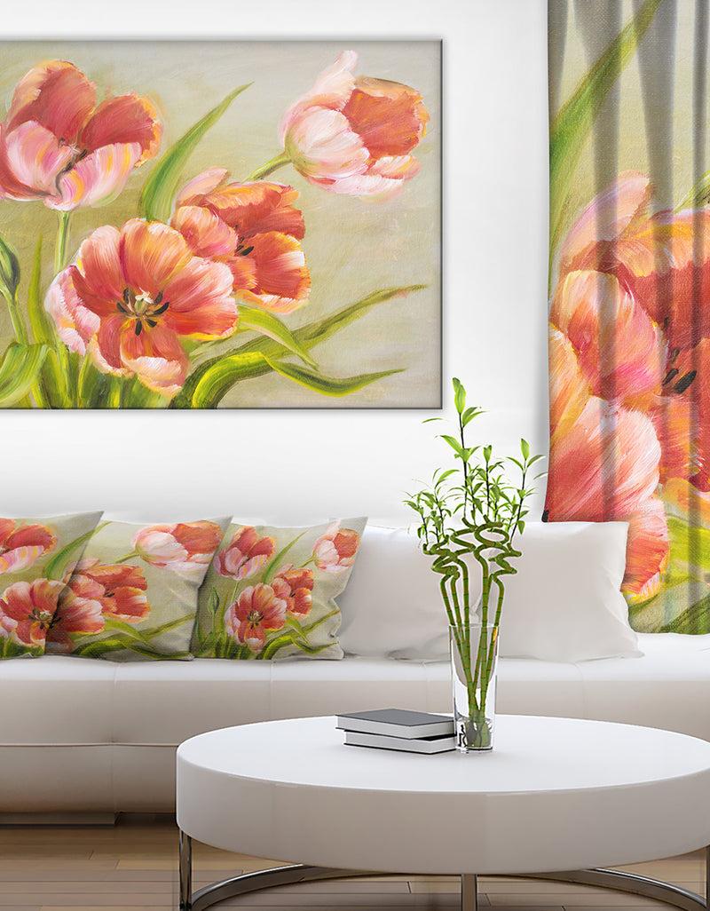 DesignQ Vintage Red Tulips - Floral Canvas Art Print
