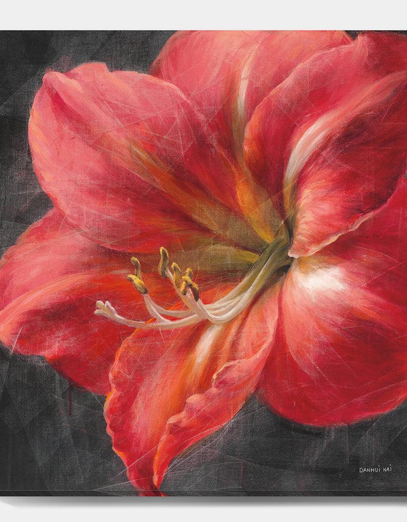 DesignQ Vivid Red Lily III - Shabby Chic Canvas Art