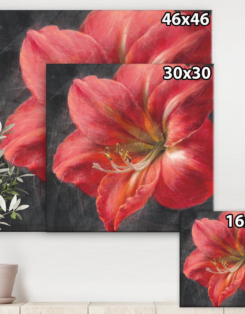 DesignQ Vivid Red Lily III - Shabby Chic Canvas Art