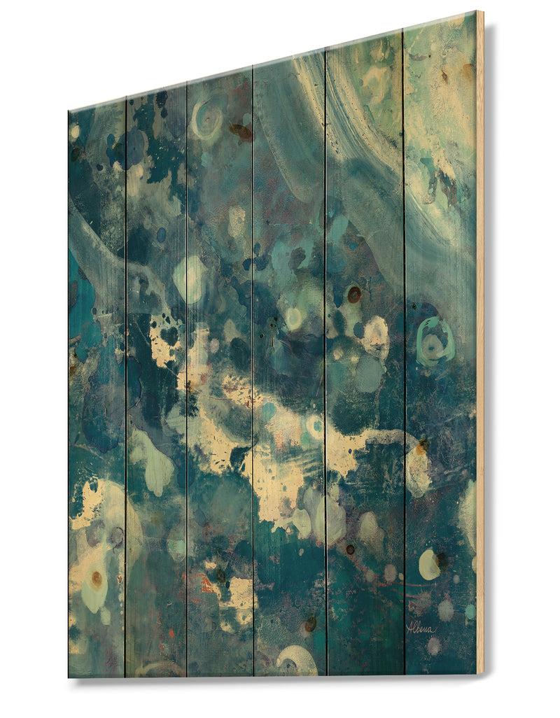 DesignQ Water III - Map Print On Natural Pine Wood