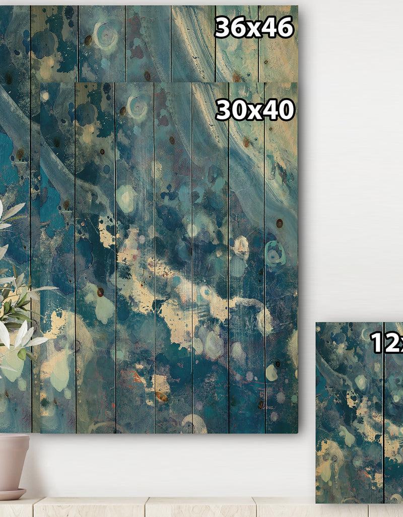 DesignQ Water III - Map Print On Natural Pine Wood