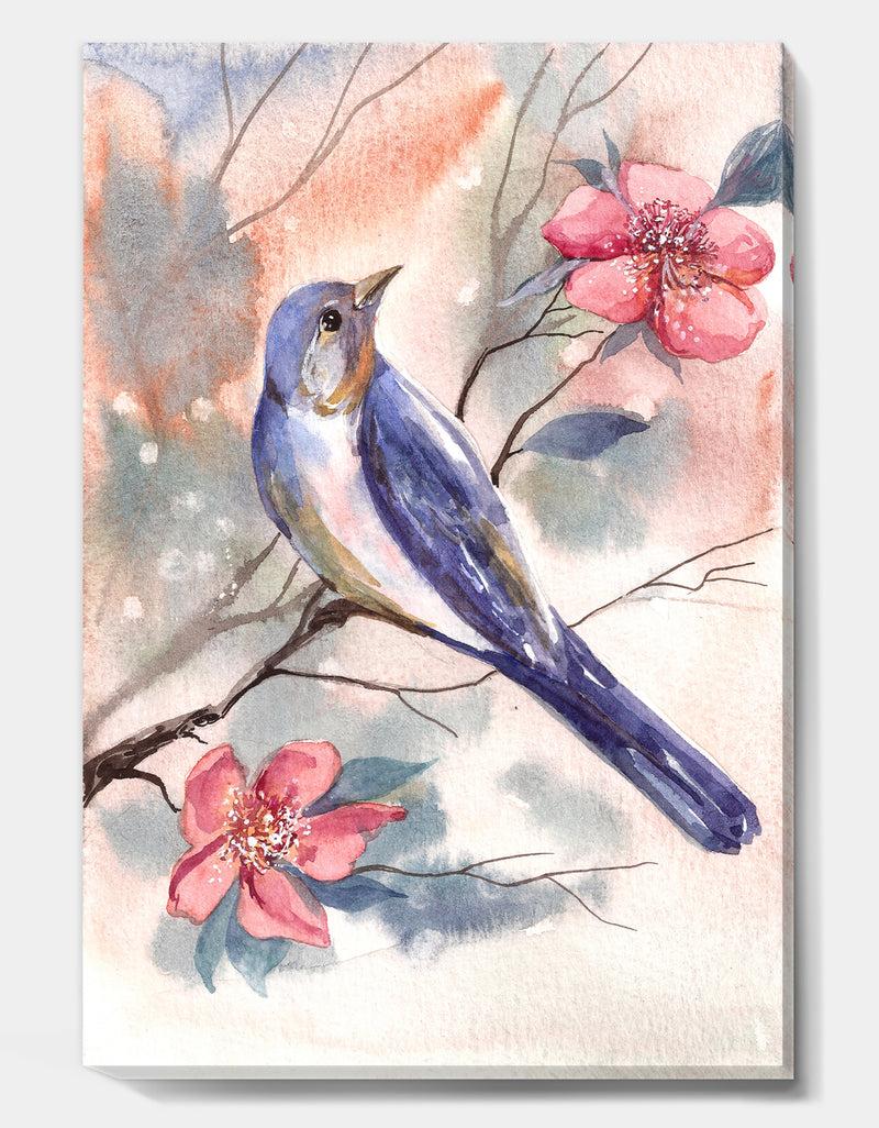 DesignQ Watercolor Bird - Cottage Canvas Art Print