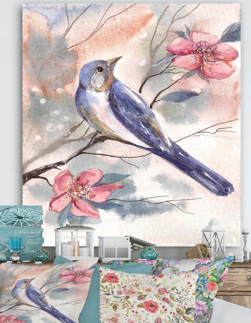 DesignQ Watercolor Bird - Cottage Canvas Art Print