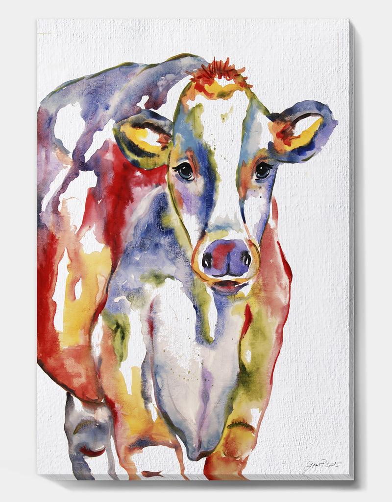 DesignQ Watercolor Cow - Farmhouse Canvas Wall Art