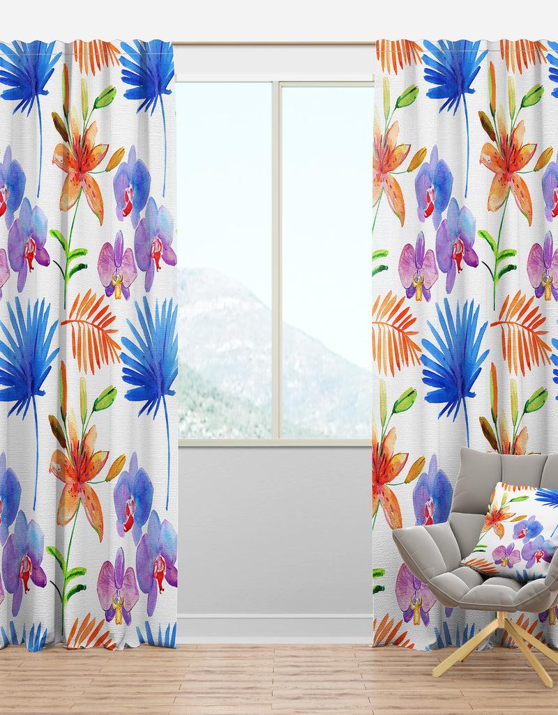 DesignQ Watercolour Orchids - Floral Curtain Panels