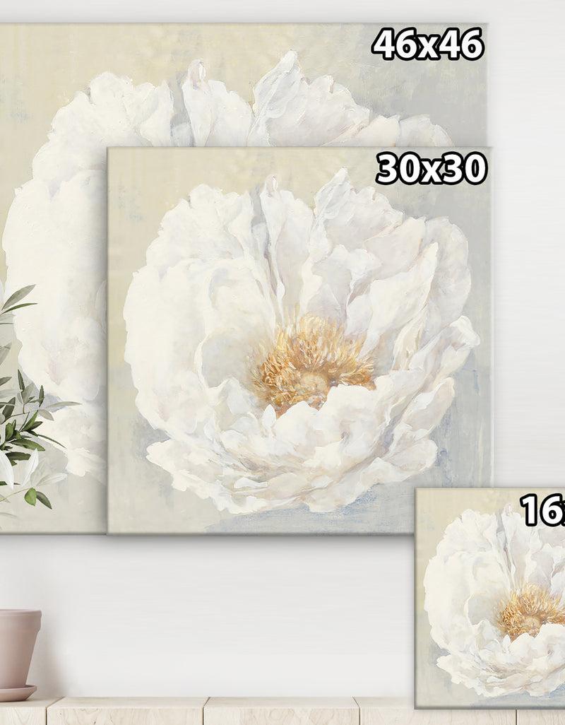 DesignQ White Serene Peony - Cottage Canvas Artwork