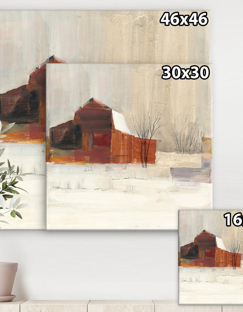 DesignQ Winter In The Barns - Farmhouse Canvas Art