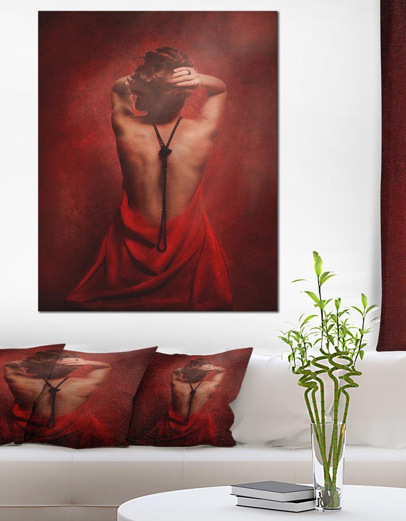 DesignQ Woman in Red - Portrait Contemporary Artwork