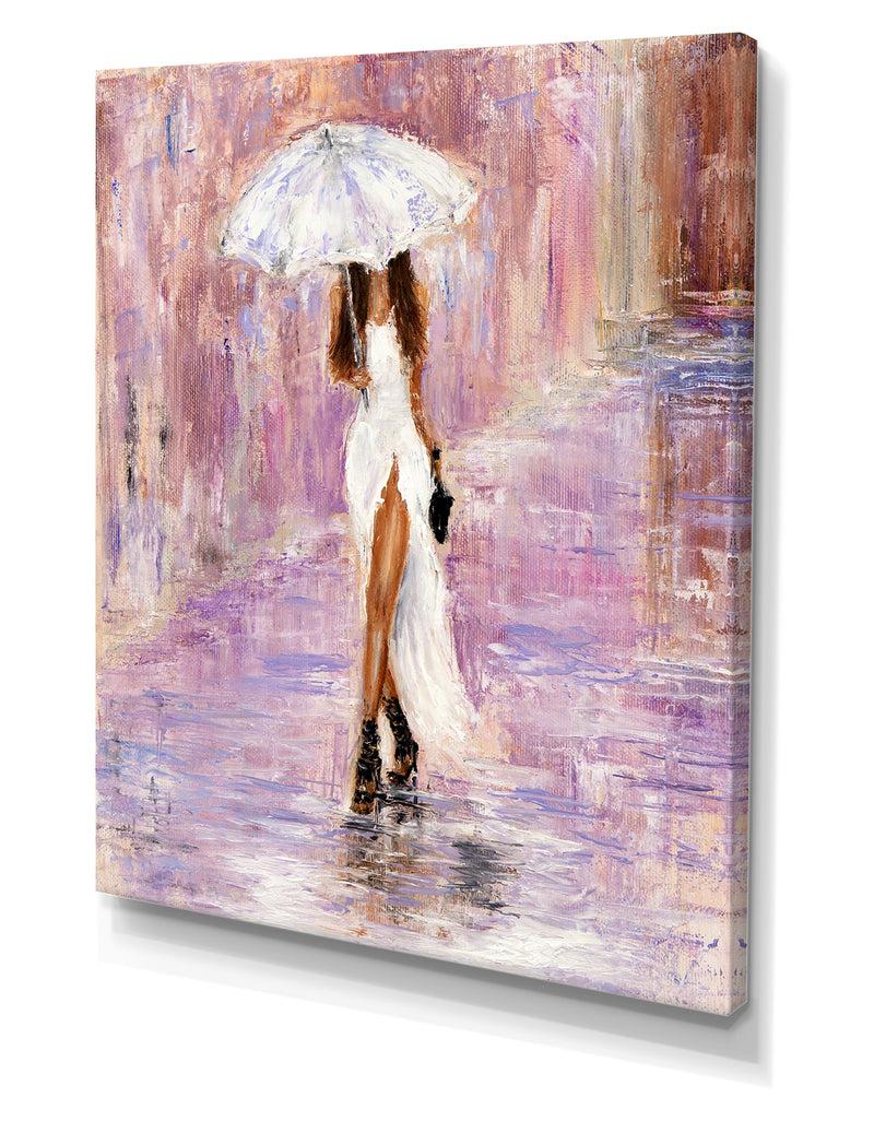 DesignQ Woman In White - Cottage Canvas Wall Art