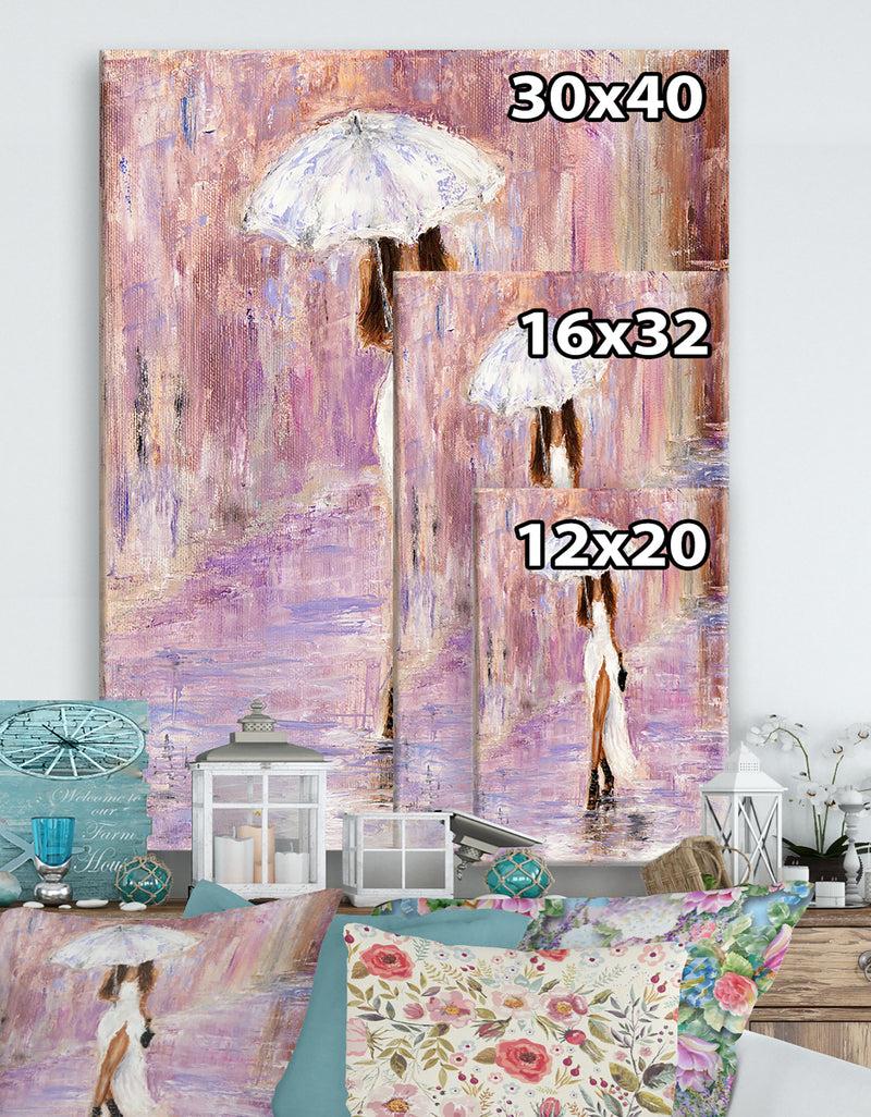 DesignQ Woman In White - Cottage Canvas Wall Art