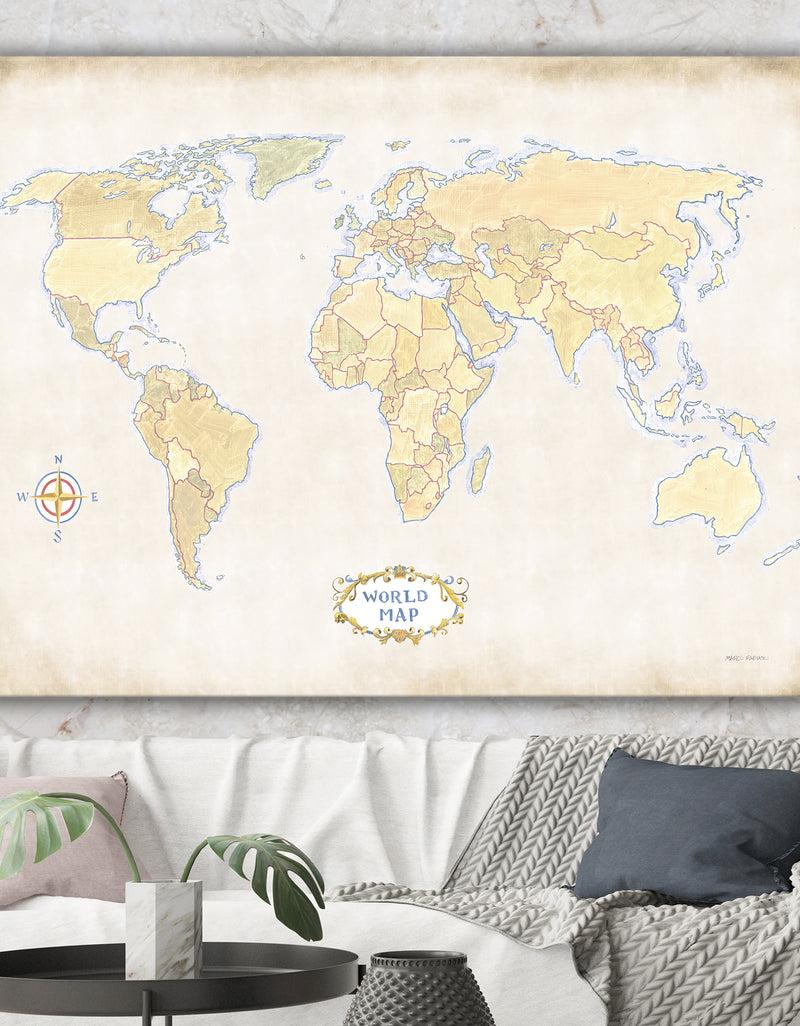 DesignQ World Trekker I Crop - Map Canvas Artwork