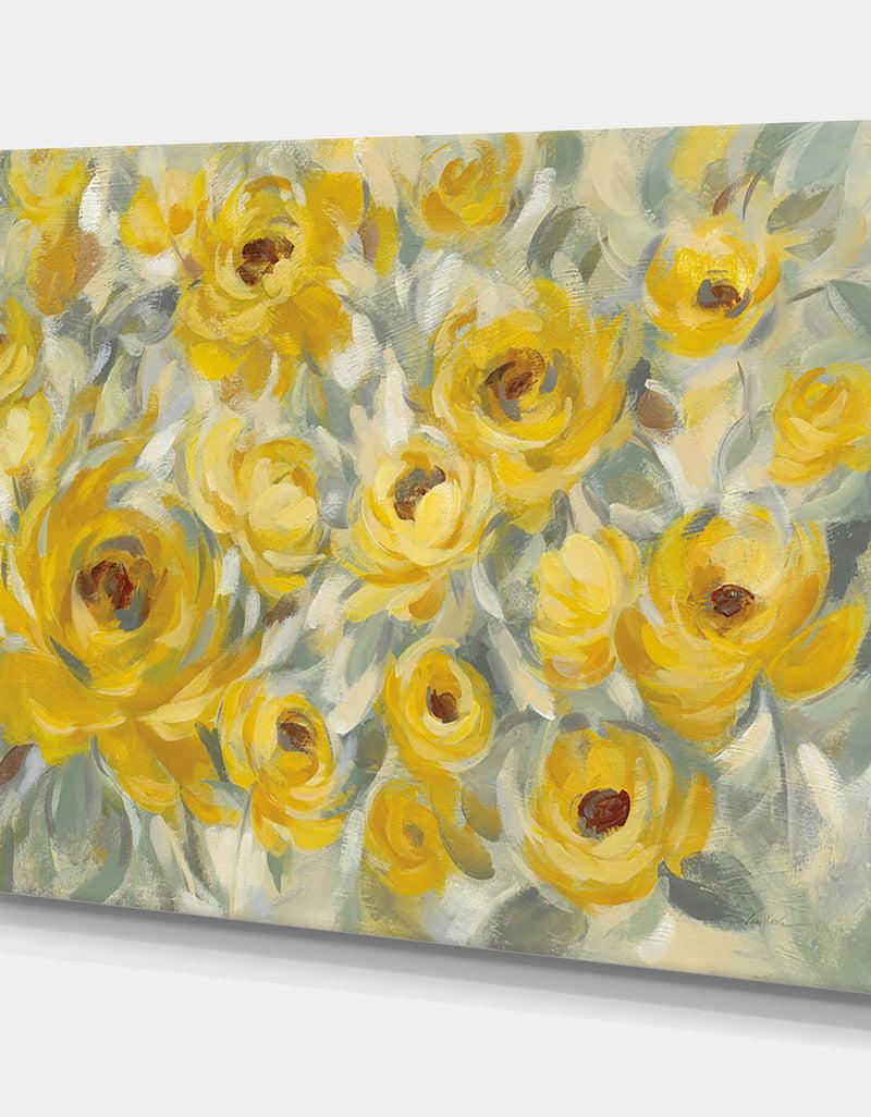 DesignQ Yellow Roses - Cottage Canvas Wall Art