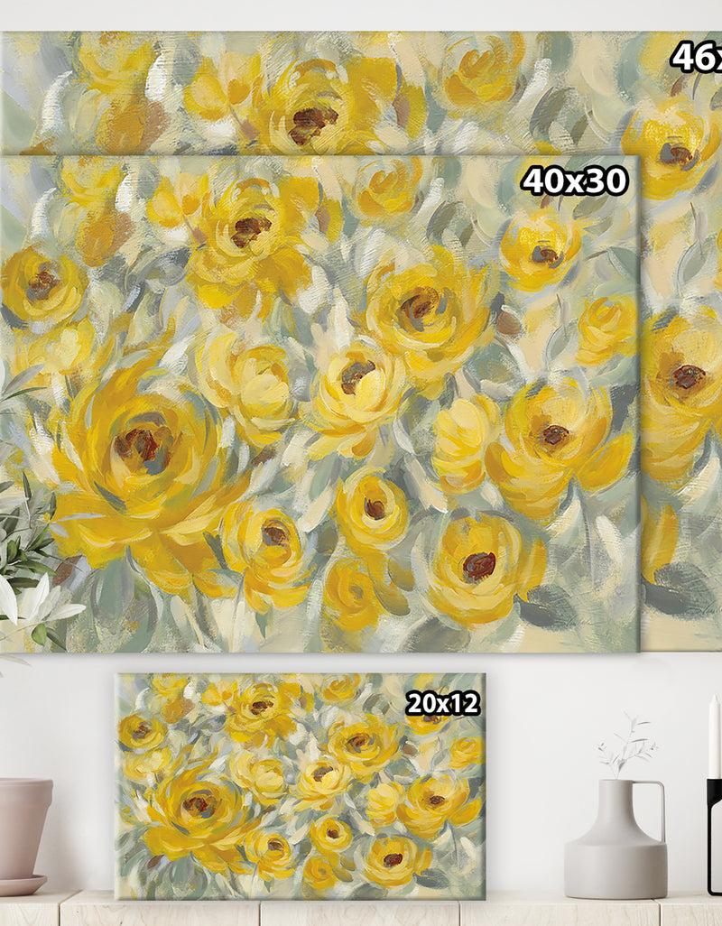 DesignQ Yellow Roses - Cottage Canvas Wall Art