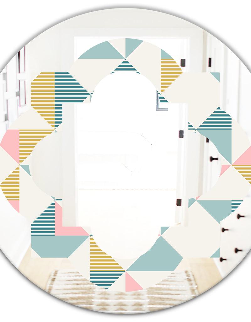 DesignQ Diamond Retro I - Modern Round Or Oval Wall Mirror - Quatrefoil