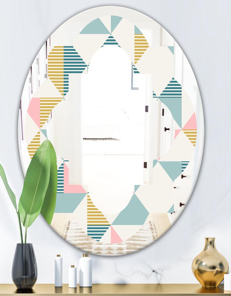 DesignQ Diamond Retro I - Modern Round Or Oval Wall Mirror - Quatrefoil