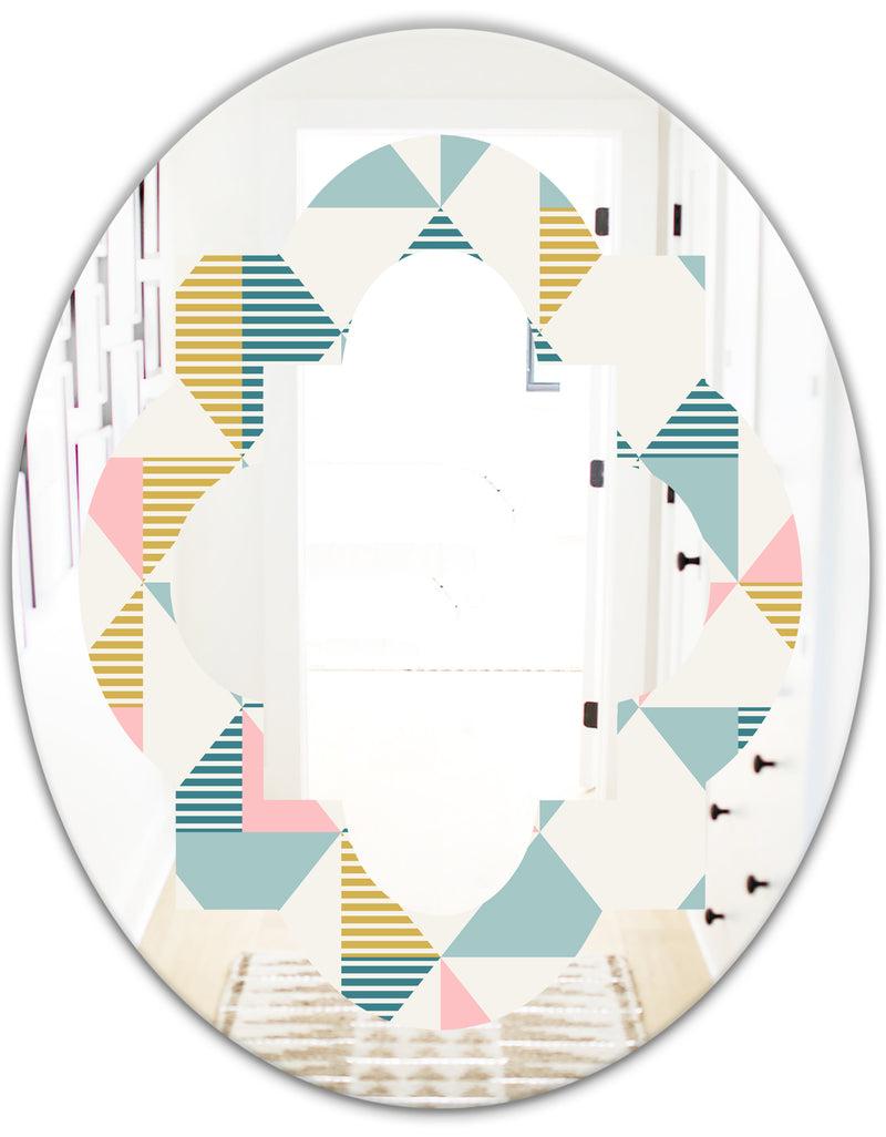 DesignQ Diamond Retro I - Modern Round Or Oval Wall Mirror - Quatrefoil