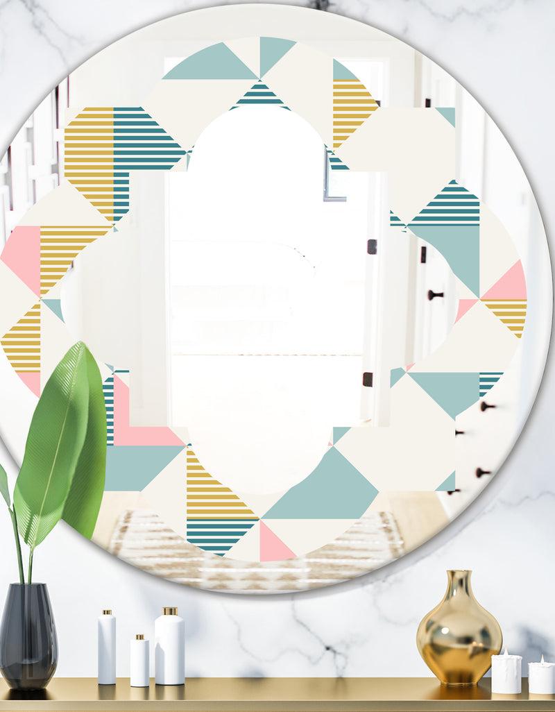 DesignQ Diamond Retro I - Modern Round or Oval Wall Mirror - Quatrefoil
