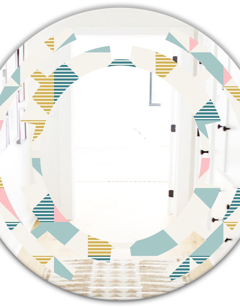 DesignQ Diamond Retro I - Modern Round Or Oval Wall Mirror - Space