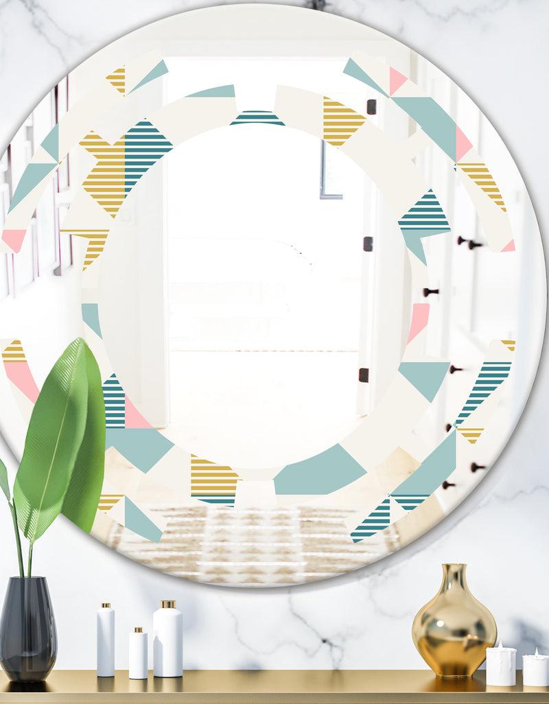 DesignQ Diamond Retro I - Modern Round or Oval Wall Mirror - Space