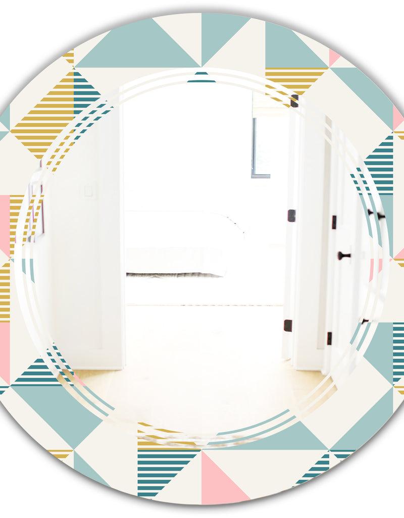 DesignQ Diamond Retro I - Modern Round Or Oval Wall Mirror - Triple C